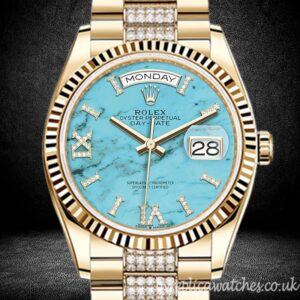 NOOB Rolex Day-Date 36mm Men's m128238-0072 Gold-tone Blue Dial